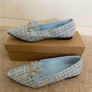 Elegant Tweed Loafers with Gold Accent